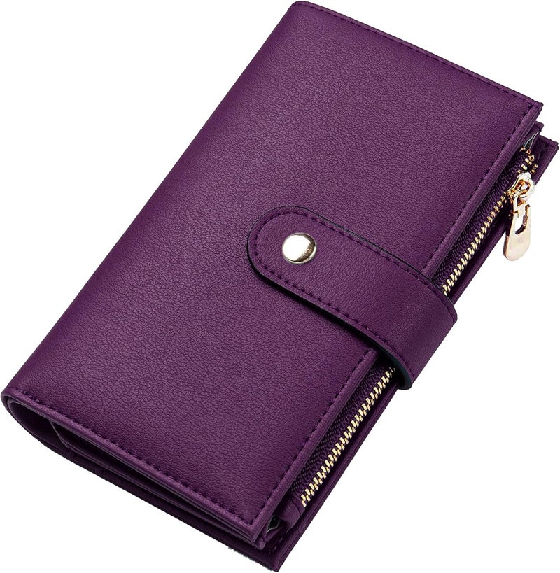 yiijay Womens Wallet RFID Blocking Vegan Leather Trifold Clutch Credit Card Holder Ladies Travel Wallet Purse with Pen Holder - Image 1